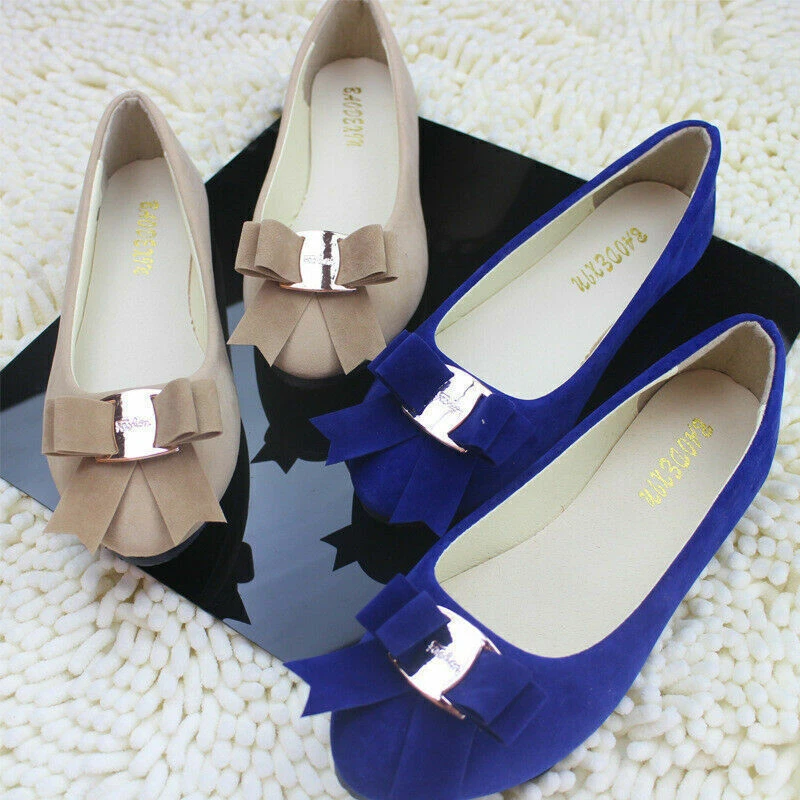 WOMENS LADIES SLIP ON BALLERINAS DOLLY FLAT BOW PUMPS BALLET WOMEN SHOES SIZE *& - Image 3 of 4