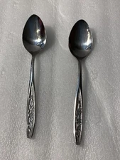 2 Spoons EKCO ETERNA Stainless Steel Taiwan Flower Rose Design