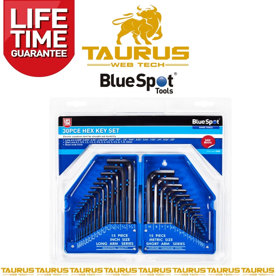 30 x BlueSpot Hex Key Set Metric Imperial 0.7-10mm | 0.028-3/8" | DIY Hand Tools - Image 4 of 4