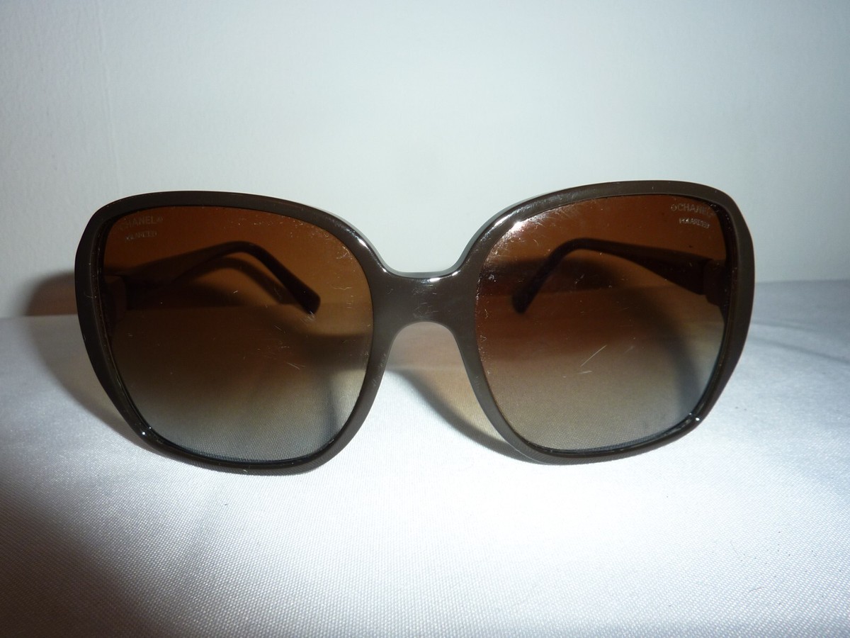 CHANEL CC Logo 5284 Sunglasses Black Brown Lenses Preowned