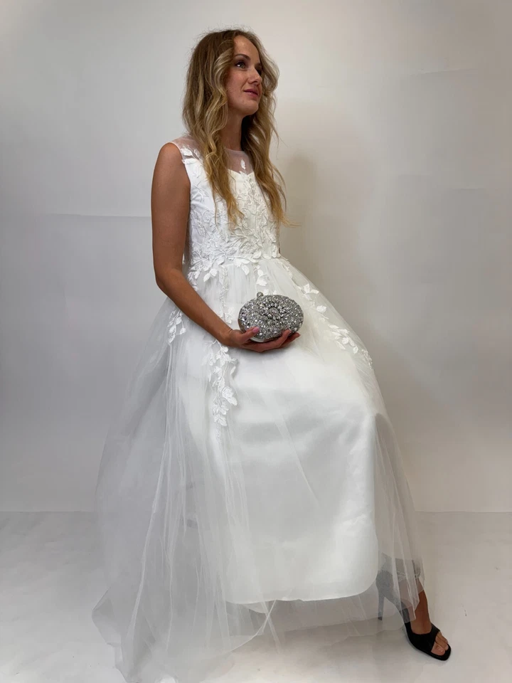 Petite Bride Wedding Birthday First Communion Christening Flower Girl Dress - Image 2 of 4