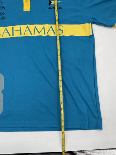 Camisa polo Bahamas Sweet Island Life #73 azul y amarilla para hombre 2x grande envío gratuito - Imagen 9 de 9