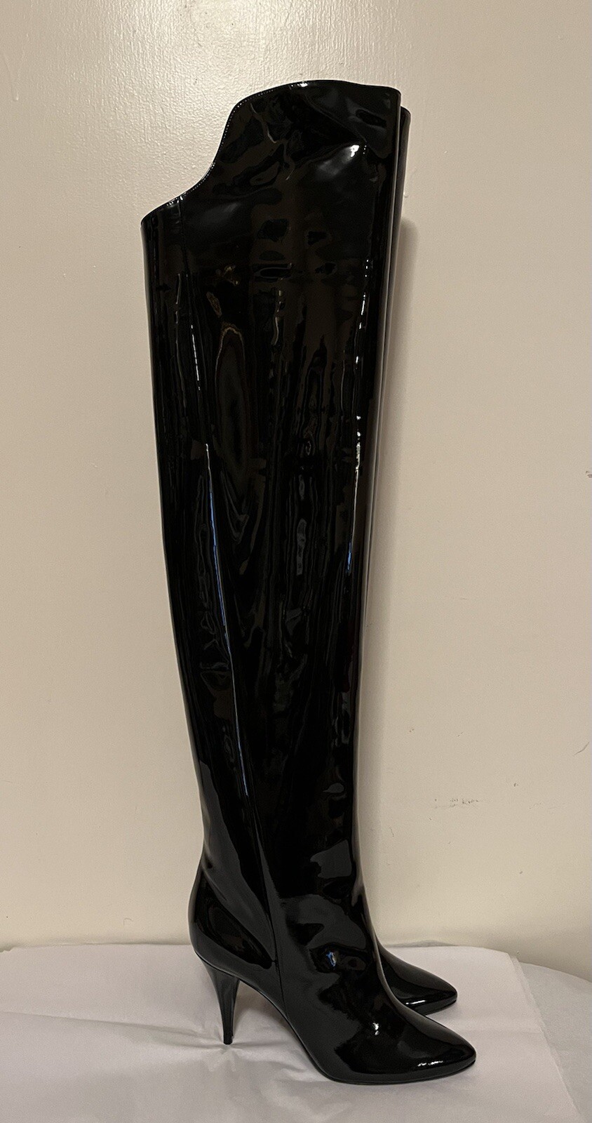 Stivali overknee neri Saint Laurent Kiki 85 tacco alto taglia 36 M