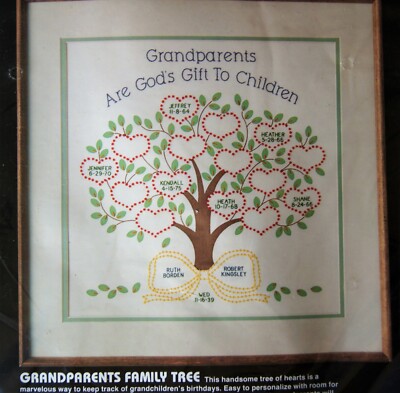 Dimensions ''GRANDPARENTS FAMILY TREE'' Crewelwicking Kit 14'' X 14'' # 4133