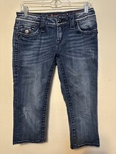 Rock Revival Medium Wash Jen Capri Size 28 Western Embroidered