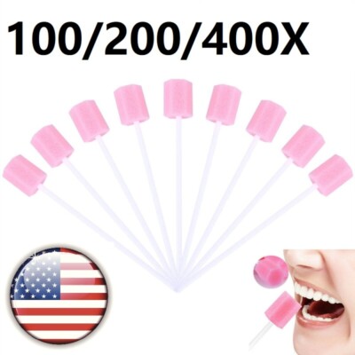 100-400 Pcs Dental Disposable Mouth Swabs Sponge Oral Care Tooth Cleaning Stick