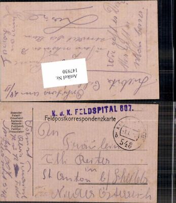 147930,K. K. Feldpost 548 b Feldspital 607 St Anton Scheibbs 500 Punkte
