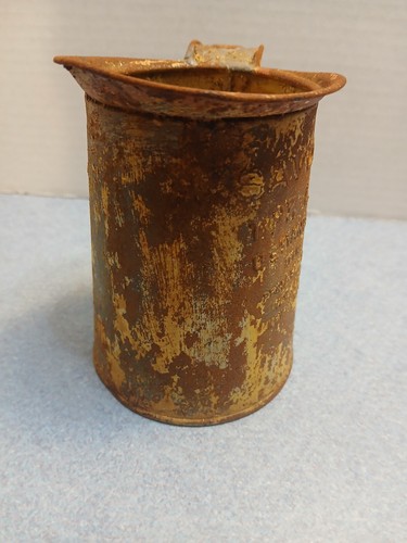 Ancien vase pichet vintage métal jaune savoureux 1 pt USA New Jersey New York City - Photo 3/9