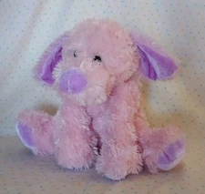 Vintage Hugfun Pastel Pink Purple Puppy Dog Stuffed Animal Plush Toy 9"