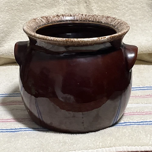 Hull Pottery Brown Drip Bean Pot 6in Vintage Cookie Jar Canister Oven Proof