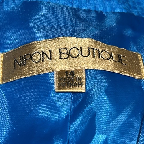 NIPPON BOUTIQIE Blue/Teal Open Blazer Jacket Textured Women’s Sz 14 EUC - Picture 3 of 6