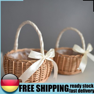 Woven Storage Basket with Handle Wicker Rattan Flower Basket Woven Flower Basket