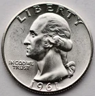 1961-P Washington Quarter BU Brilliant Uncirculated 90% Silver .1808 Troy oz G03