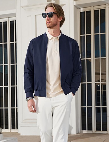 Men's Bomber Jacket Lightweight Casual Windbreaker Spring Fall Baseball Zip Coat - Picture 4 of 46