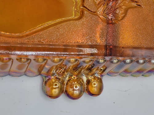 Indiana Gold Carnival Glass 4 Section Relish Serving Tray Embossed Fruit Kitchen - Picture 10 of 10