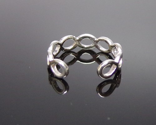 Handmade Solid 925 Sterling Silver Endless Infinity Adjustable Toe Ring or Midi - Picture 7 of 9