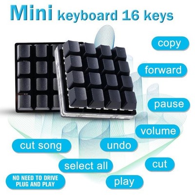 16-key Black Keypad Mechanical Keyboard Custom Shortcut NL1 Programmable Y9P6