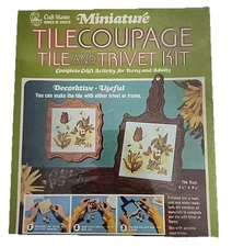 Vintage Craft Master Miniature Tilecoupage Tile Trivet Kit Field of Green