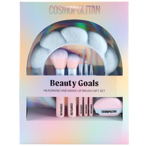 7pc Cosmopolitan Beauty Goals Headband And MakeUp Brush Set Xmas Gift Set - Blue - Picture 6 of 7