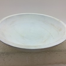Vintage Large Wooden Rustic Bowl Painted Decorative Use ONLY Out Of Round