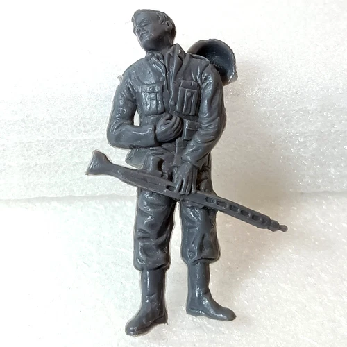 Marx wounded German soldier figure vintage 1960s dark gray plastic