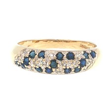 9Carat Yellow Gold Sapphire & Diamond Cluster Ring (Size O) 5mm Widest