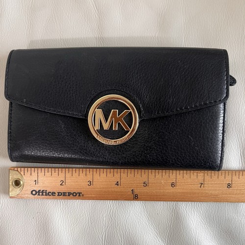 Michael Kors Black Leather Wallet Classic Logo - Picture 7 of 8