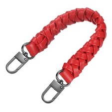 Braided Purse Handle, 1Pc 31cm/12.2" Short Red Leather with Black Buckles