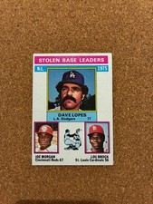 1975 STOLEN BASE LEADERS DAVEY LOPES , LOU BROCK, JOE MORGAN TOPPS BASEBALL CARD