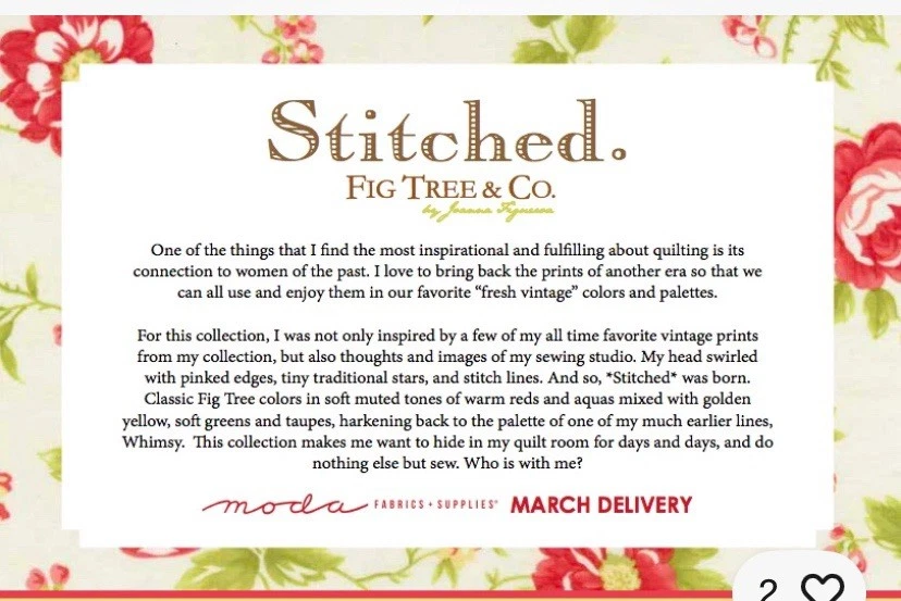 Moda STITCHED Fig Tree JELLY ROLL 40 strips Quilt FABRIC - Image 4 of 4