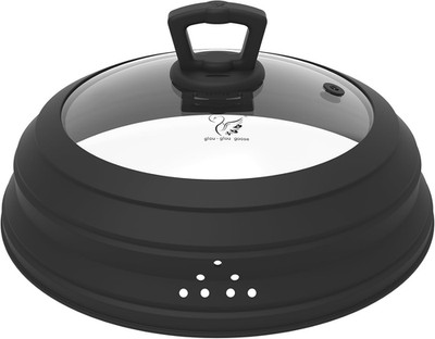 Microwave Splatter Cover Vented Glass Splatter Guard Lid with Collapsible Silico