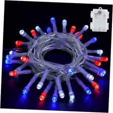 Lights Battery Operated, 4th of July Lights with Timer 1 Red White and Blue