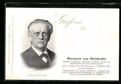 Lithograph portrait of physicist Hermann von helmholtz 