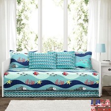 Kids Daybed Cover Set Sea Life Ocean Theme 6 Piece Soft Microfiber Bedding New