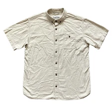 Duck Camp Shirt Mens Large Short Sleeve Button Up Wingshooting Hunting Textured