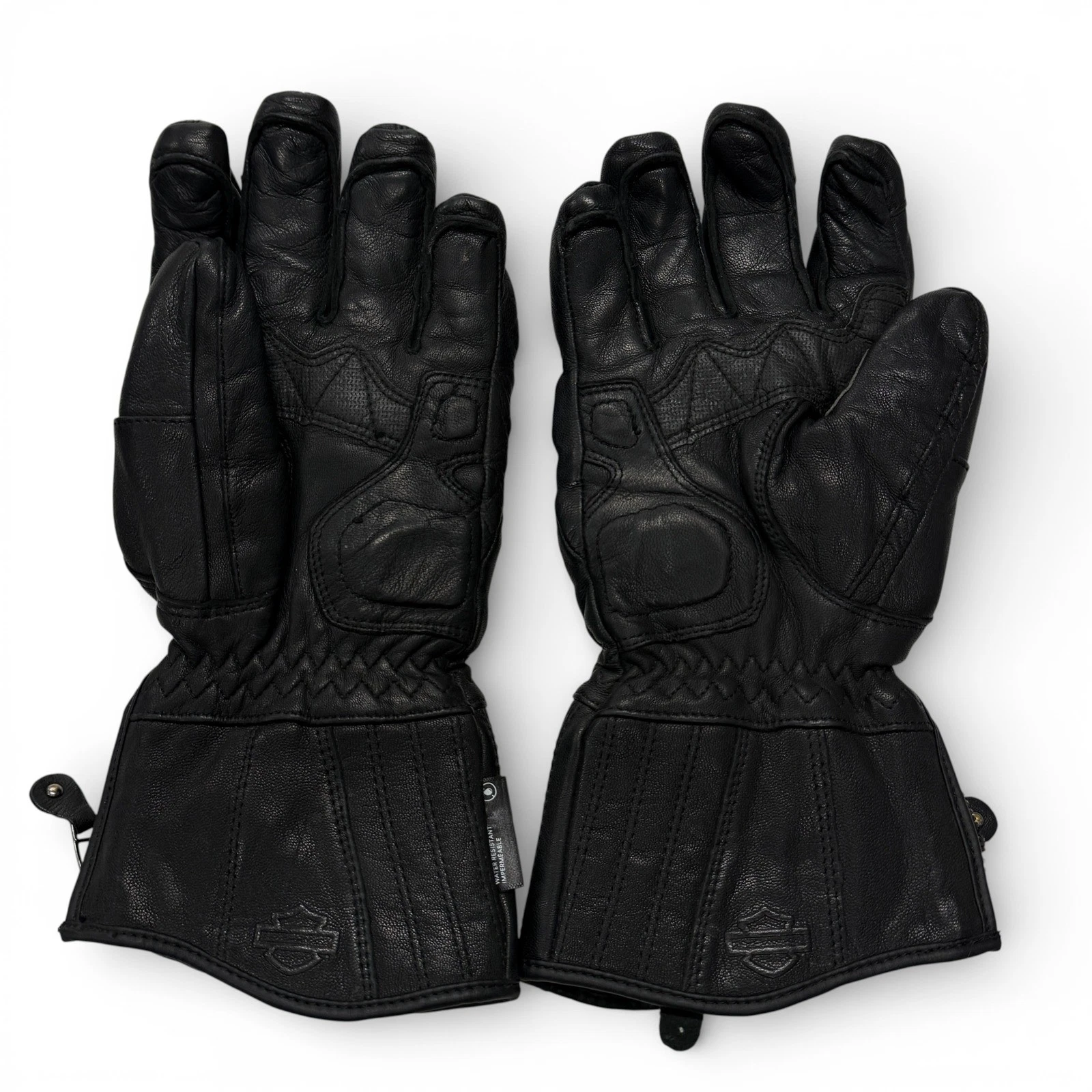 Harley-Davidson Wilder Gauntlet Gloves Men Medium Black Leather Water Resistant