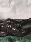 Vintage Bronze Figurine of a boy with a bird on a green marble base — photo 7