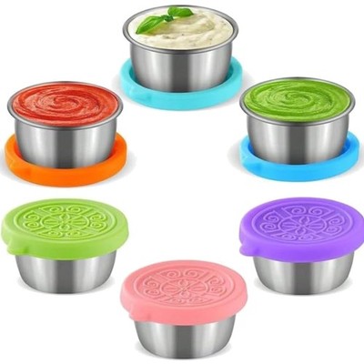Salatdressing-Behälter 6er Set 50ml Edelstahl auslaufsicher Food-Container