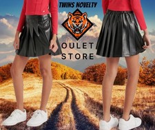 Justice Girls Pleated Pleather Skirt Black Size M 10 With Short Under NEW