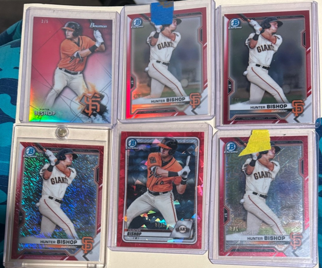 LOT OF (6) HUNTER BISHOP BOWMAN RED REFRACTOR SSP /5 /15 2021 2020 STERLING ASU