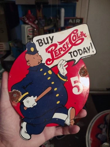 VINTAGE PEPSI-COLA PORCELAIN SIGN BEVERAGE SODA GAS STATION SIGN COKE 10"×6.5".