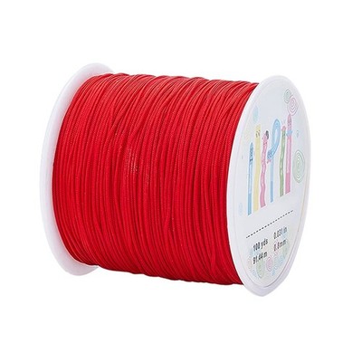 0.8Mm Red Nylon Beading Cord 90M For Jewelry Making Macrame Crafts Diy Projects