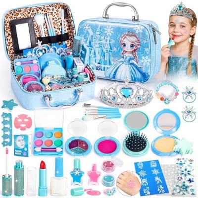 Hohosunlar 34Pcs Washable Princess Makeup Kit for Girls, Christmas Birthday