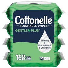 Cottonelle GentlePlus Flushable Wet Wipes with 42 Count (Pack of 4), White