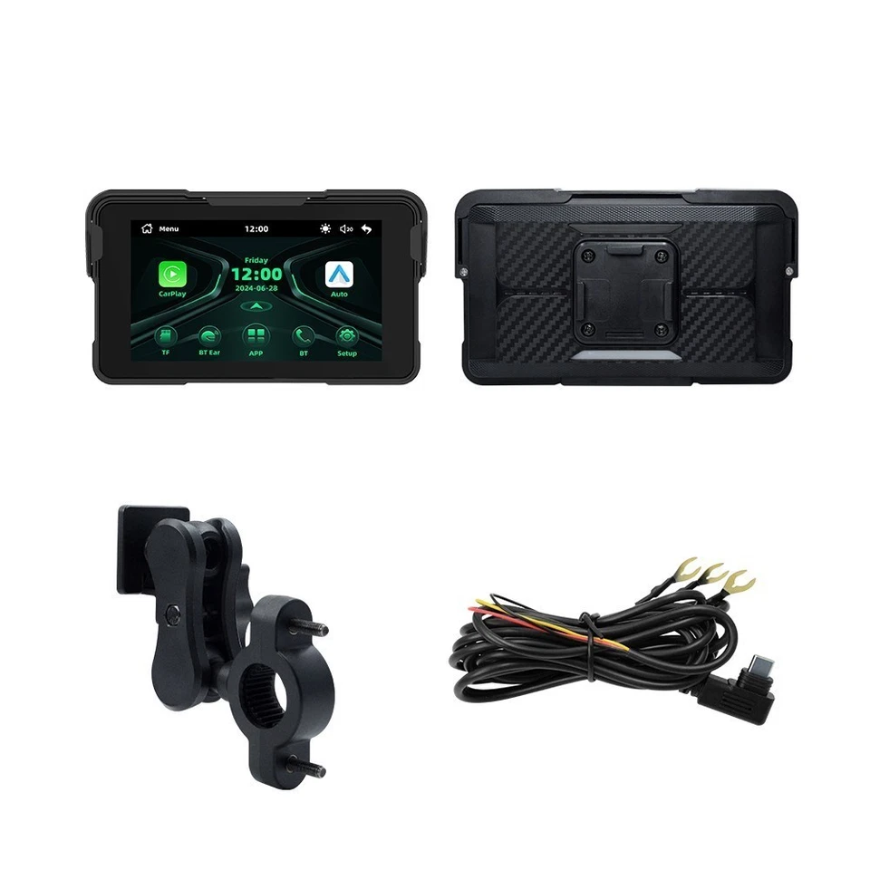 5" Dual Bluetooth Wireless Motorcycle GPS Navigation Device CarPlay/Android Auto - Image 2 of 4