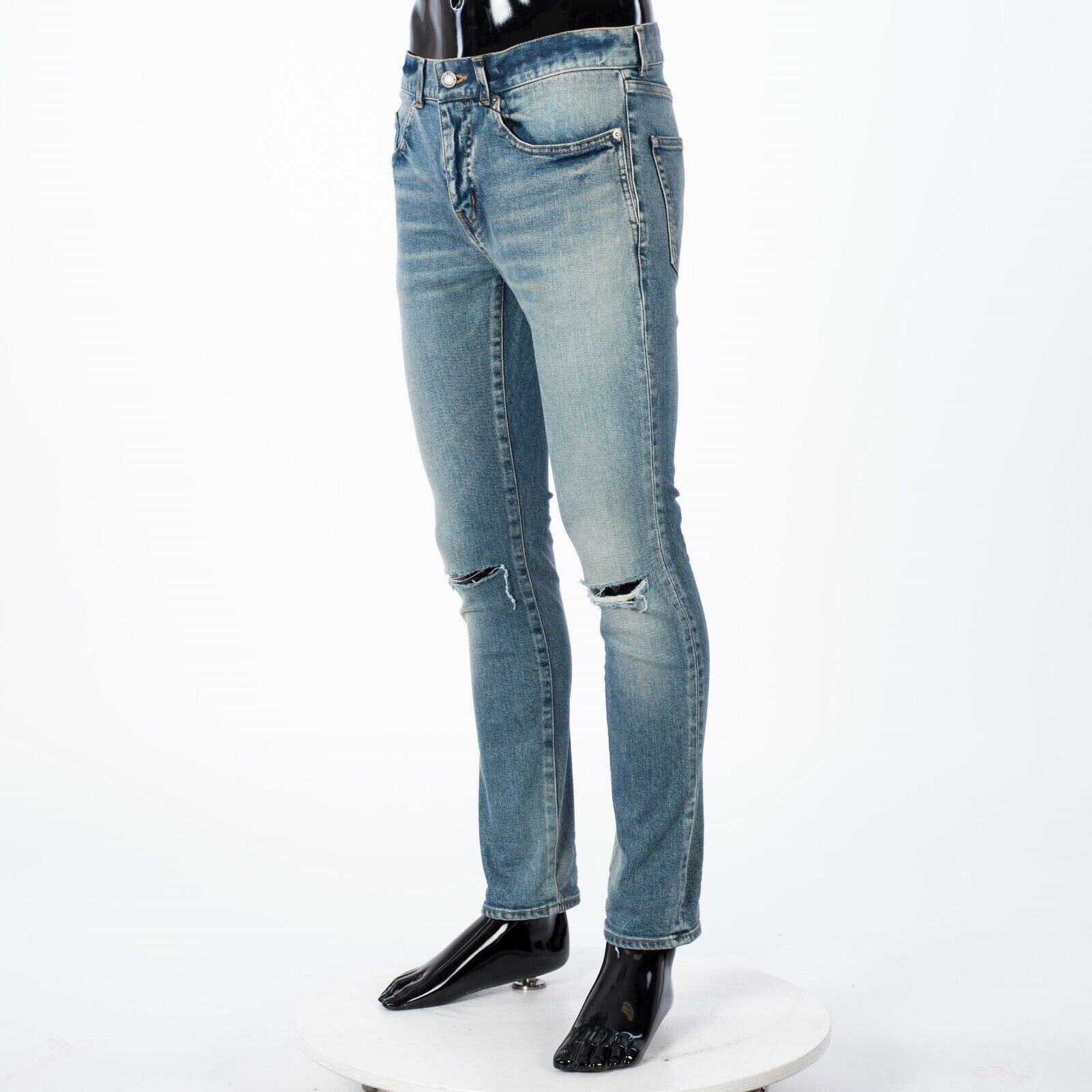 Jeans skinny SAINT LAURENT 790 $ denim elasticizzato blu invecchiato ...