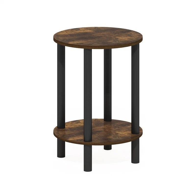 Round Wooden End Table 2-Tier Minimalist Side Table Indoor Storage Organizer New - Image 2 of 4