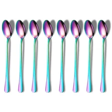Rainbow Long Handle Spoons Set of 8 Stainless Steel Coffee Tea Stirrers