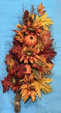 Farmhouse Fall Swag Artificial Autumn Leaf & Pumpkin Hanging Festive Decor 32”