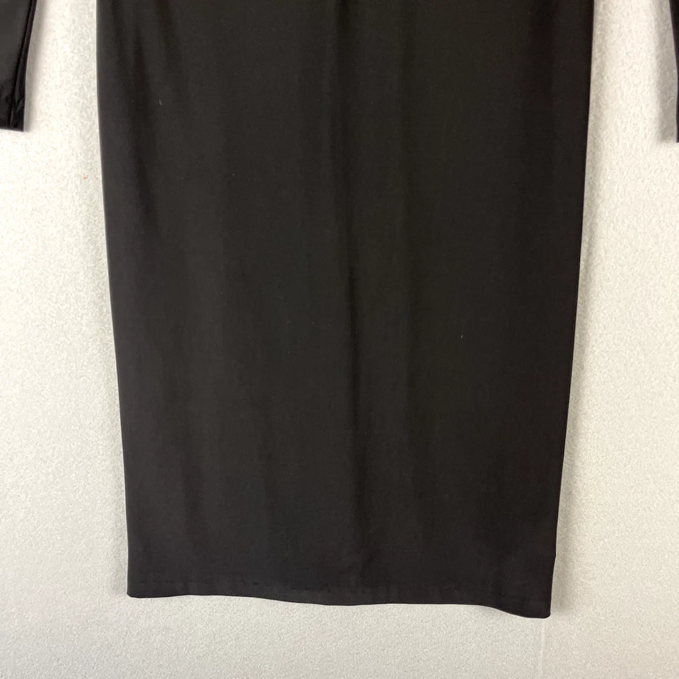 Vestido Norma Kamali Jersey Cuello Alto Para Mujer XS Negro Cremallera Cuello Manga Larga LBD Foto 3 de 4